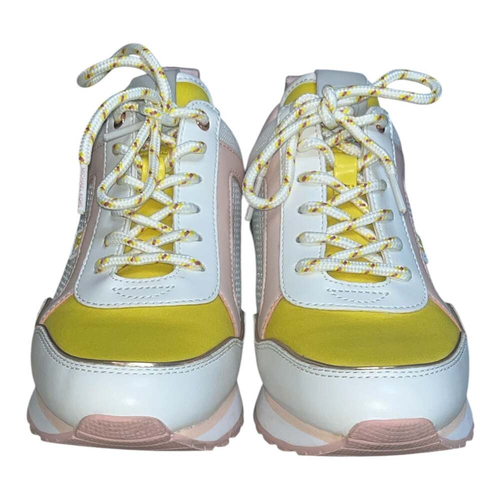 Michael Kors Maddy Color-Block Mixed-Media Trainer Pink/Yellow Sneaker - Picture 5 of 8